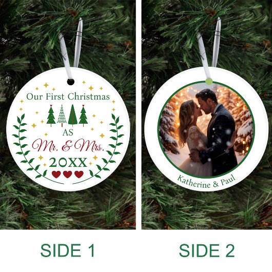 Unsere ersten Weihnachten als Mr. und Mrs. Custom  Keramik Ornament