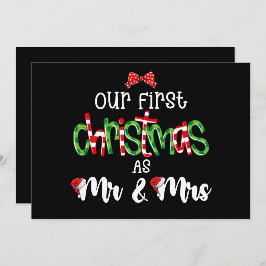 Unsere ersten Weihnachten als Mr. und Mrs. Ehefrau Einladung (Vorne/Hinten)