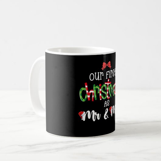 Unsere ersten Weihnachten als Mr. und Mrs. Ehefrau Kaffeetasse (Vorderseite Links)