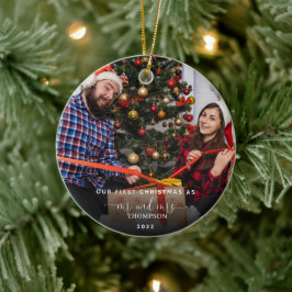 Unsere ersten Weihnachten als Mr. und Mrs. Foto Ke Keramik Ornament