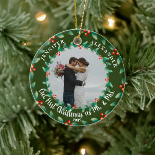 Unsere ersten Weihnachten als Mr. und Mrs. Foto Keramik Ornament