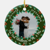Unsere ersten Weihnachten als Mr. und Mrs. Foto Keramik Ornament (Hinten)