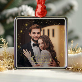Unsere ersten Weihnachten als Mr. und Mrs. Foto Or Ornament Aus Metall