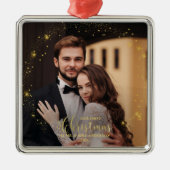 Unsere ersten Weihnachten als Mr. und Mrs. Foto Or Ornament Aus Metall (Vorne)