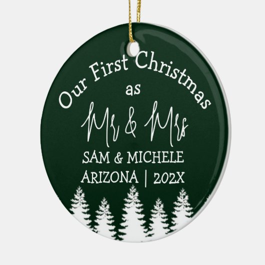 Unsere ersten Weihnachten als Mr. und Mrs. Keramik Ornament (Links)