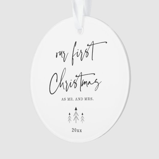 Unsere ersten Weihnachten als Mr. und Mrs. Newlywe Ornament (Vorderseite)