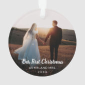 Unsere ersten Weihnachten als Mr. und Mrs. Newlywe Ornament (Rückseite)