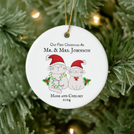 Unsere ersten Weihnachten als Mr. und Mrs. Niedlic Keramik Ornament