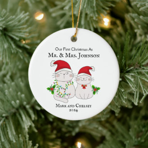 Unsere ersten Weihnachten als Mr. und Mrs. Niedlic Keramik Ornament