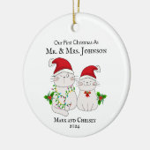 Unsere ersten Weihnachten als Mr. und Mrs. Niedlic Keramik Ornament (Links)