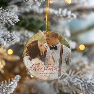 Unsere ersten Weihnachten als Mr. und Mrs. Rose Go Keramik Ornament