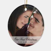 Unsere ersten Weihnachten als Mr. und Mrs. Script  Keramik Ornament (Links)