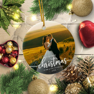 Unsere ersten Weihnachten als Mr. und Mrs. Simple  Keramik Ornament