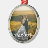 Unsere ersten Weihnachten als Mr. und Mrs. Simple Ornament Aus Metall (Links)