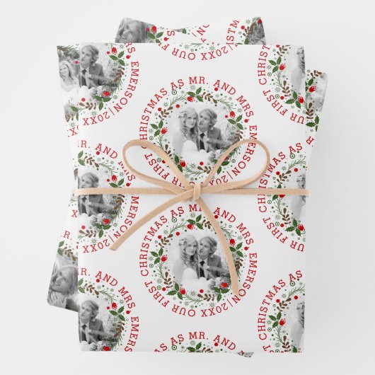 Unsere ersten Weihnachten als Mr. und Mrs. Three F Geschenkpapier Set (Beispiel)