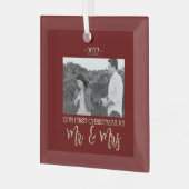 Unsere ersten Weihnachten als Mr. und Mrs. Wedding Ornament Aus Glas (Vorderseite links)
