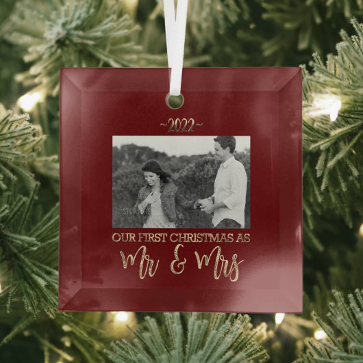 Unsere ersten Weihnachten als Mr. und Mrs. Wedding Ornament Aus Glas (Insitu)
