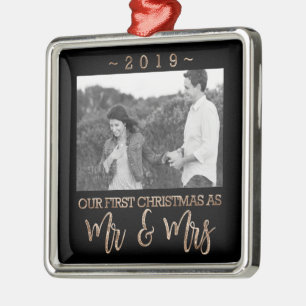 Unsere ersten Weihnachten als Mr. und Mrs. Wedding Ornament Aus Metall