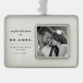 Unsere ersten Weihnachten als Mr. und Mrs. Wedding Rahmen-Ornament Silber (Vorderseite)