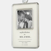 Unsere ersten Weihnachten als Mr. und Mrs. Wedding Rahmen-Ornament Silber (Links)