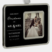 Unsere ersten Weihnachten als Mr. und Mrs. Wedding Rahmen-Ornament Silber (Rechts)