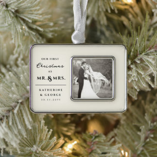 Unsere ersten Weihnachten als Mr. und Mrs. Wedding Rahmen-Ornament Silber