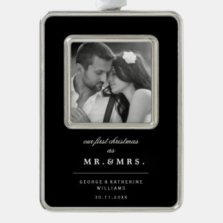 Unsere ersten Weihnachten als Mr. und Mrs. Wedding Rahmen-Ornament Silber