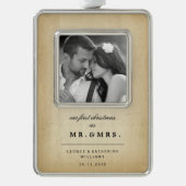 Unsere ersten Weihnachten als Mr. und Mrs. Wedding Rahmen-Ornament Silber (Vorderseite)