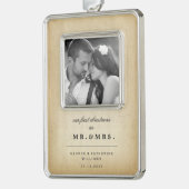 Unsere ersten Weihnachten als Mr. und Mrs. Wedding Rahmen-Ornament Silber (Links)