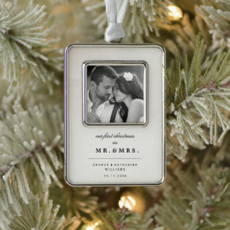Unsere ersten Weihnachten als Mr. und Mrs. Wedding Rahmen-Ornament Silber