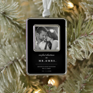 Unsere ersten Weihnachten als Mr. und Mrs. Wedding Rahmen-Ornament Silber