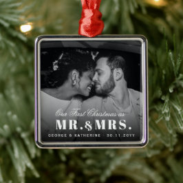 Unsere ersten Weihnachten als Mr. und Mrs. Wedding Silbernes Ornament