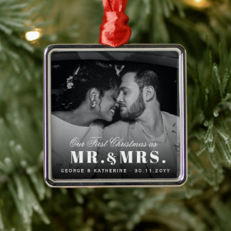 Unsere ersten Weihnachten als Mr. und Mrs. Wedding Silbernes Ornament