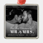 Unsere ersten Weihnachten als Mr. und Mrs. Wedding Silbernes Ornament (Vorne)