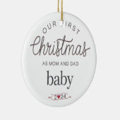 unsere ersten Weihnachten als Mutter und Vater Keramik Ornament (Rechts)
