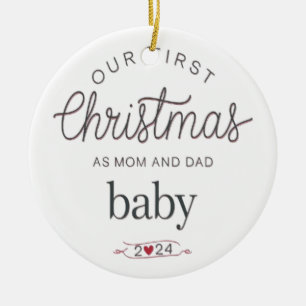 unsere ersten Weihnachten als Mutter und Vater Keramik Ornament