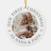 Unsere ersten Weihnachten als Nana & Papa Keramik Ornament (Vorne)