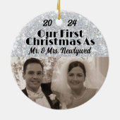 Unsere ersten Weihnachten als Neugeborene personal Keramik Ornament (Hinten)