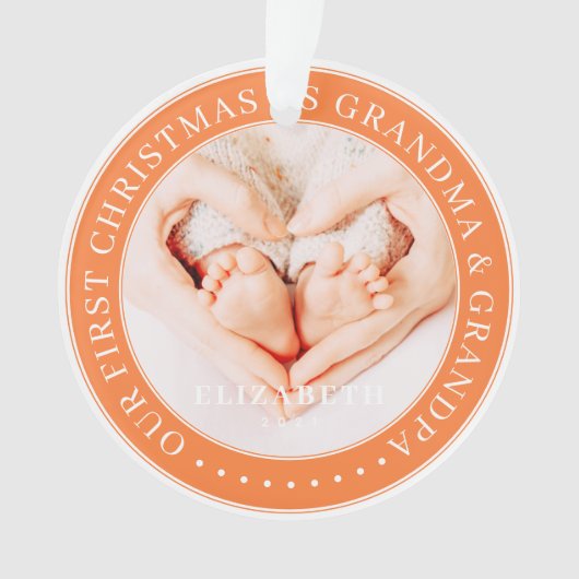 Unsere ersten Weihnachten als Oma und Opa einfach Ornament (Vorderseite)