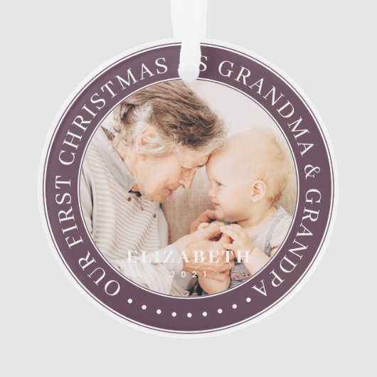 Unsere ersten Weihnachten als Oma und Opa einfach Ornament (Rückseite)