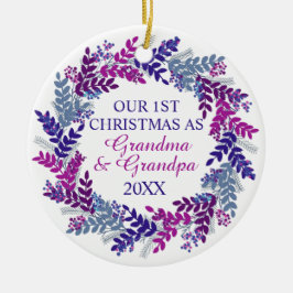 Unsere ersten Weihnachten als Oma und Opa Lila Keramik Ornament