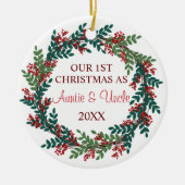 Unsere ersten Weihnachten als Tante und Onkel Kran Keramik Ornament (Vorne)