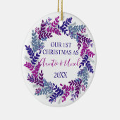 Unsere ersten Weihnachten als Tante und Onkel Lila Keramik Ornament (Rechts)