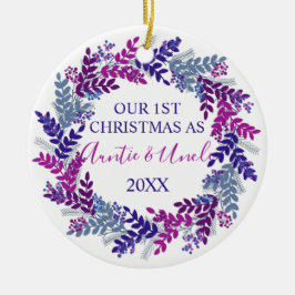 Unsere ersten Weihnachten als Tante und Onkel Lila Keramik Ornament