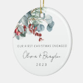 Unsere ersten Weihnachten als Verlobter Eukalyptus Keramik Ornament (Links)