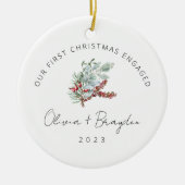 Unsere ersten Weihnachten als Verlobter Eukalyptus Keramik Ornament (Vorne)
