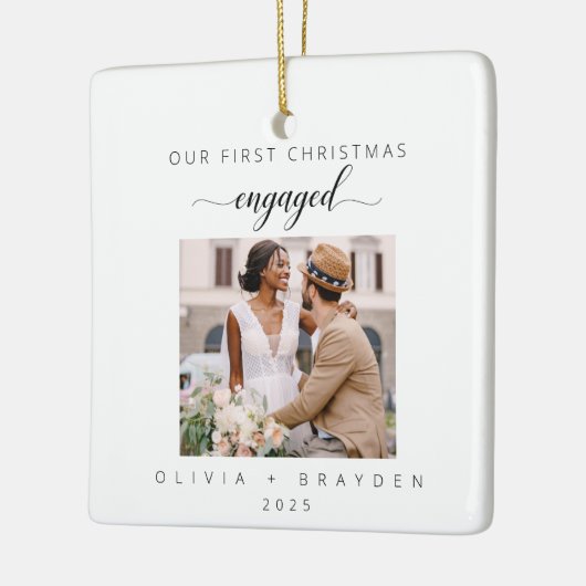 Unsere ersten Weihnachten als Verlobtes Foto Minim Keramikornament (Links)