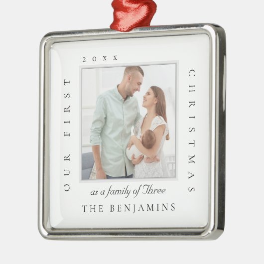 Unsere ersten Weihnachten als Weihnachtsfamilie im Ornament Aus Metall (Links)