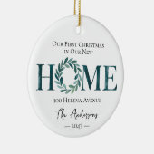 Unsere ersten Weihnachten auf unserer neuen Zuhaus Keramik Ornament (Rechts)