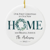 Unsere ersten Weihnachten auf unserer neuen Zuhaus Keramik Ornament (Hinten)